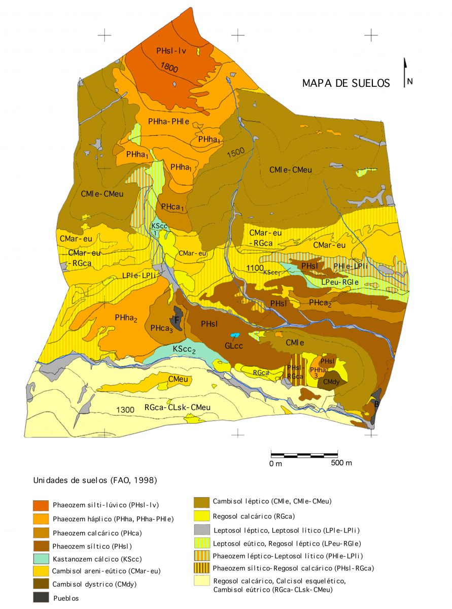 Mapa suelos de De Fragen (Pirineo Central)